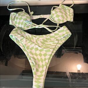 Green checkered bikini